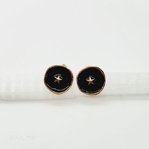 Fashion European Oil Drop Gold Toned Star Round Stud Earrings